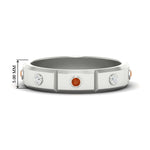 Load image into Gallery viewer, bezel-set-mens-diamond-band-with-orange-sapphire-in-white-gold-fdm123879gsaor-nl-wg-hw
