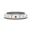 Load image into Gallery viewer, bezel-set-mens-diamond-band-with-orange-sapphire-in-white-gold-fdm123879gsaor-nl-wg