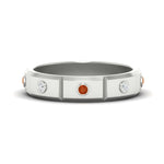 Load image into Gallery viewer, bezel-set-mens-diamond-band-with-orange-sapphire-in-white-gold-fdm123879gsaor-nl-wg
