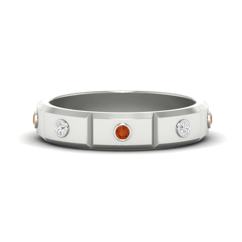 bezel-set-mens-diamond-band-with-orange-sapphire-in-white-gold-fdm123879gsaor-nl-wg