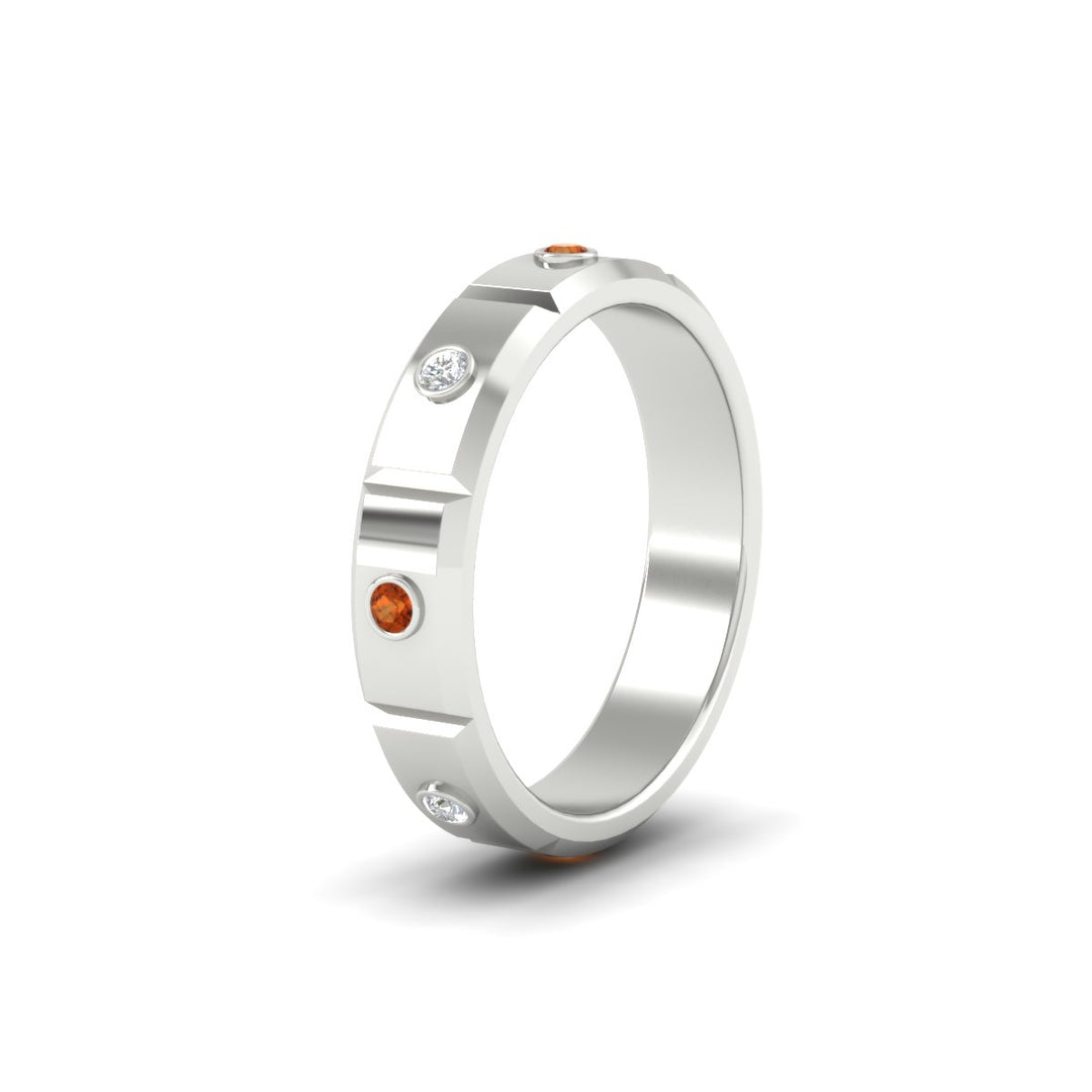 bezel-set-mens-diamond-band-with-orange-sapphire-in-white-gold-fdm123879gsaorangle2-nl-wg