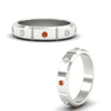 Load image into Gallery viewer, bezel-set-mens-diamond-band-with-orange-sapphire-in-white-gold-fdm123879gsaorangle3-nl-wg