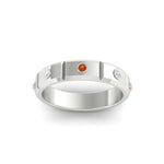 Load image into Gallery viewer, bezel-set-mens-diamond-band-with-orange-sapphire-in-white-gold-fdm123879gsaorangle5-nl-wg
