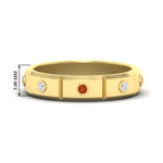 Load image into Gallery viewer, bezel-set-mens-diamond-band-with-orange-sapphire-in-yellow-gold-fdm123879gsaor-nl-yg-hw
