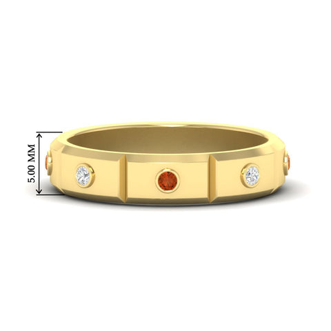 bezel-set-mens-diamond-band-with-orange-sapphire-in-yellow-gold-fdm123879gsaor-nl-yg-hw