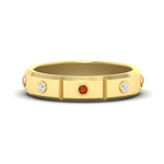 Load image into Gallery viewer, bezel-set-mens-diamond-band-with-orange-sapphire-in-yellow-gold-fdm123879gsaor-nl-yg
