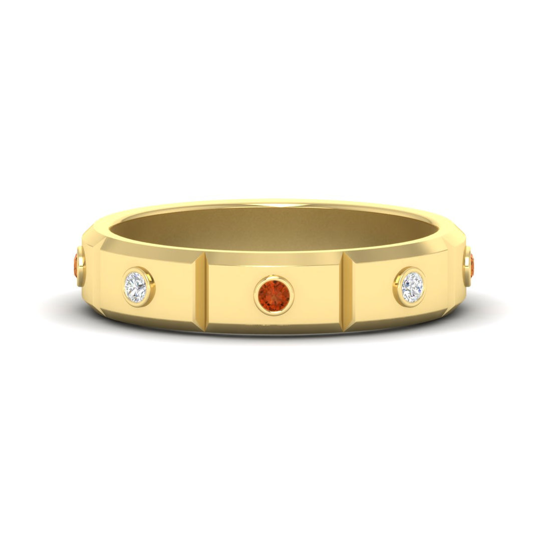 bezel-set-mens-diamond-band-with-orange-sapphire-in-yellow-gold-fdm123879gsaor-nl-yg