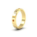 Load image into Gallery viewer, bezel-set-mens-diamond-band-with-orange-sapphire-in-yellow-gold-fdm123879gsaorangle2-nl-yg
