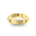 Load image into Gallery viewer, bezel-set-mens-diamond-band-with-orange-sapphire-in-yellow-gold-fdm123879gsaorangle5-nl-yg
