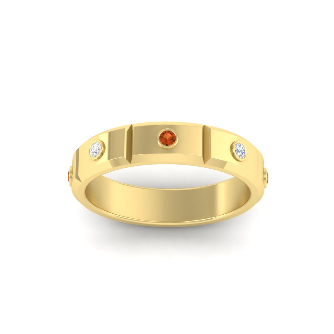 bezel-set-mens-diamond-band-with-orange-sapphire-in-yellow-gold-fdm123879gsaorangle5-nl-yg