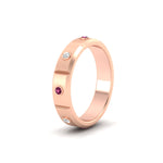 Load image into Gallery viewer, bezel-set-mens-diamond-band-with-pink-sapphire-in-rose-gold-fdm123879gsadrpiangle2-nl-rg
