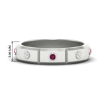 Load image into Gallery viewer, bezel-set-mens-diamond-band-with-pink-sapphire-in-white-gold-fdm123879gsadrpi-nl-wg-hw
