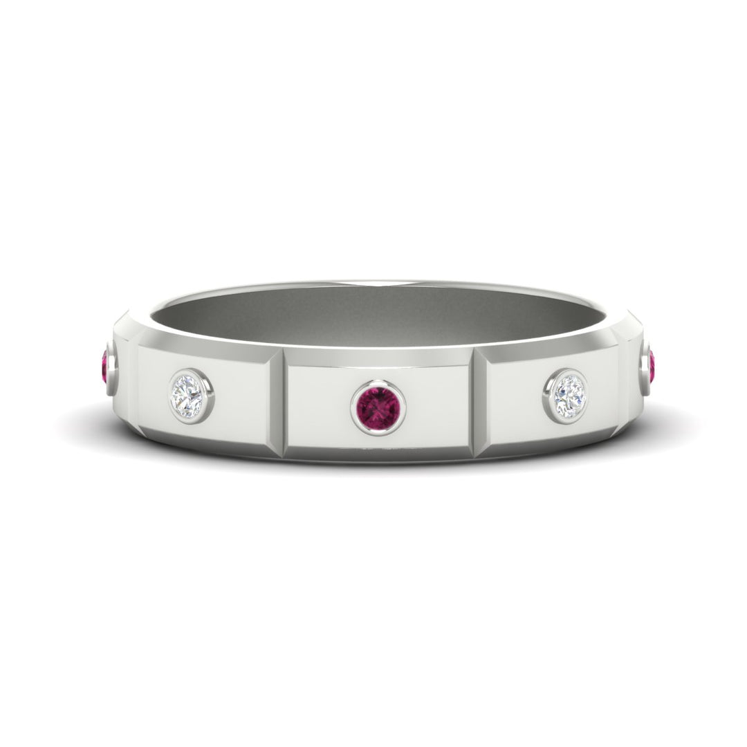 bezel-set-mens-diamond-band-with-pink-sapphire-in-white-gold-fdm123879gsadrpi-nl-wg
