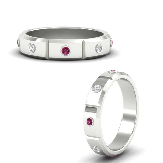 bezel-set-mens-diamond-band-with-pink-sapphire-in-white-gold-fdm123879gsadrpiangle3-nl-wg