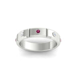 Load image into Gallery viewer, bezel-set-mens-diamond-band-with-pink-sapphire-in-white-gold-fdm123879gsadrpiangle5-nl-wg

