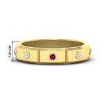 Load image into Gallery viewer, bezel-set-mens-diamond-band-with-pink-sapphire-in-yellow-gold-fdm123879gsadrpi-nl-yg-hw
