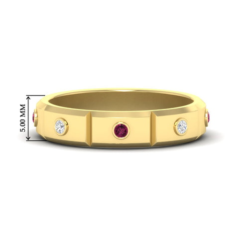 bezel-set-mens-diamond-band-with-pink-sapphire-in-yellow-gold-fdm123879gsadrpi-nl-yg-hw