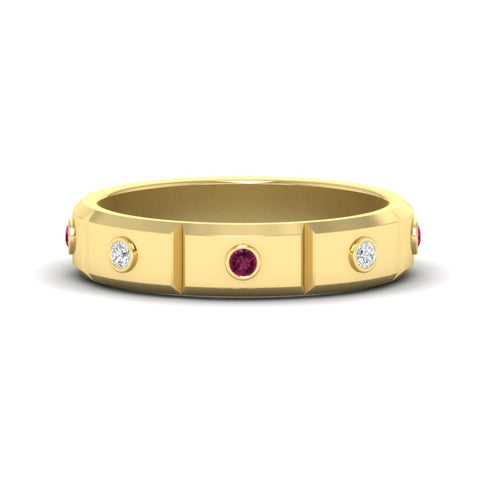 bezel-set-mens-diamond-band-with-pink-sapphire-in-yellow-gold-fdm123879gsadrpi-nl-yg