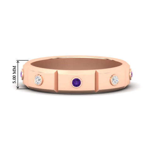 bezel-set-mens-diamond-band-with-purple-topaz-in-rose-gold-fdm123879gvito-nl-rg-hw