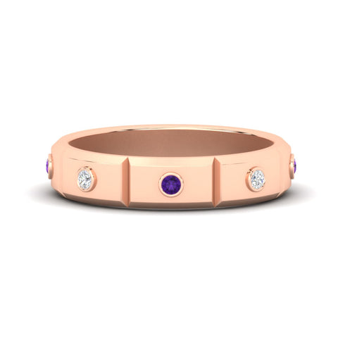 bezel-set-mens-diamond-band-with-purple-topaz-in-rose-gold-fdm123879gvito-nl-rg