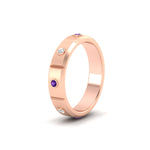 Load image into Gallery viewer, bezel-set-mens-diamond-band-with-purple-topaz-in-rose-gold-fdm123879gvitoangle2-nl-rg
