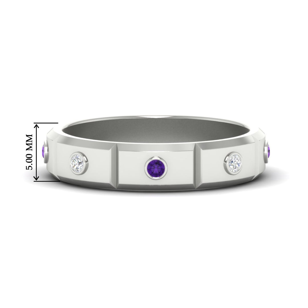bezel-set-mens-diamond-band-with-purple-topaz-in-white-gold-fdm123879gvito-nl-wg-hw
