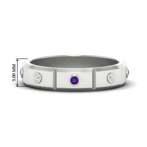 bezel-set-mens-diamond-band-with-purple-topaz-in-white-gold-fdm123879gvito-nl-wg-hw