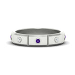 Load image into Gallery viewer, bezel-set-mens-diamond-band-with-purple-topaz-in-white-gold-fdm123879gvito-nl-wg
