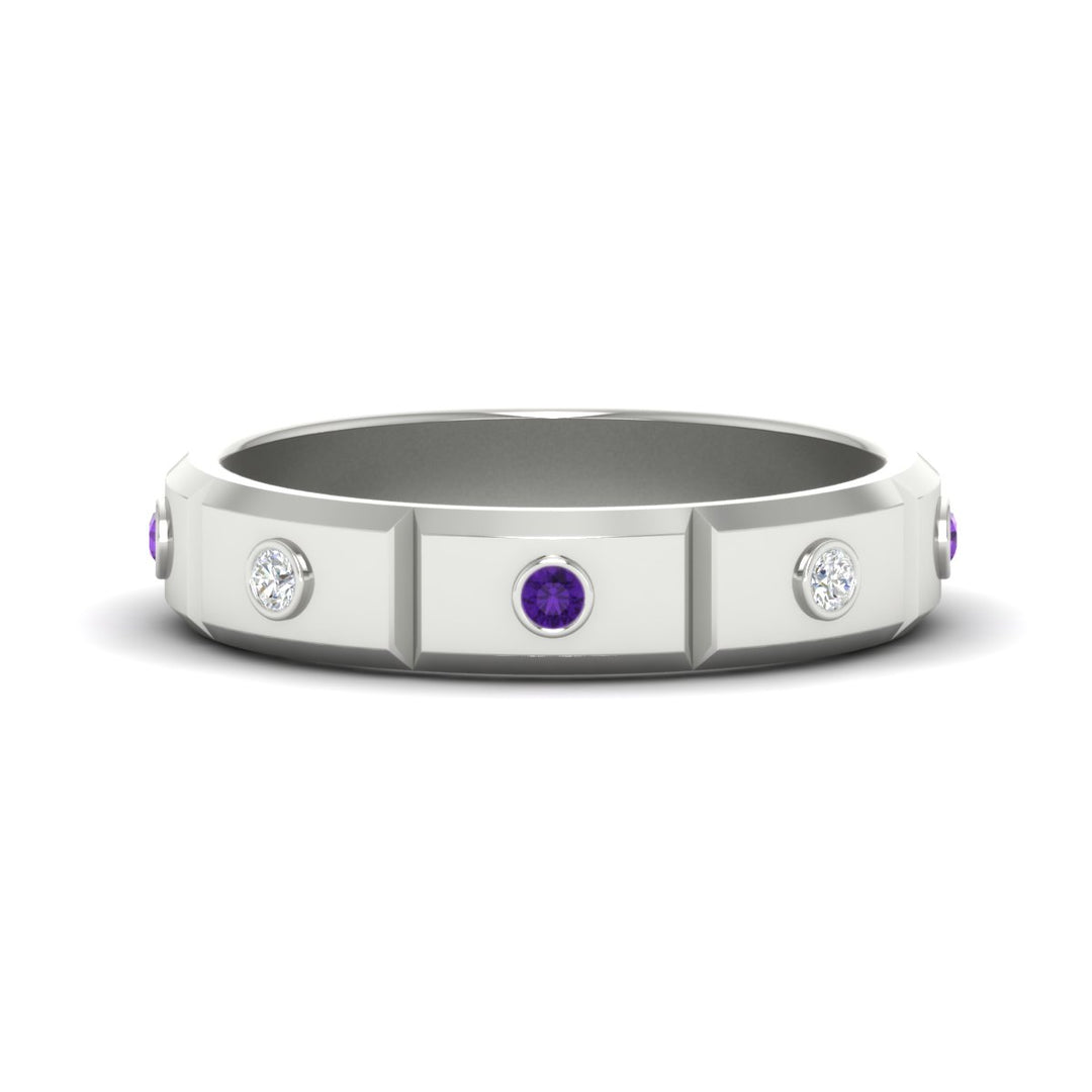 bezel-set-mens-diamond-band-with-purple-topaz-in-white-gold-fdm123879gvito-nl-wg