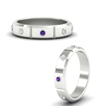 Load image into Gallery viewer, bezel-set-mens-diamond-band-with-purple-topaz-in-white-gold-fdm123879gvitoangle3-nl-wg
