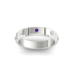 Load image into Gallery viewer, bezel-set-mens-diamond-band-with-purple-topaz-in-white-gold-fdm123879gvitoangle5-nl-wg
