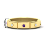 Load image into Gallery viewer, bezel-set-mens-diamond-band-with-purple-topaz-in-yellow-gold-fdm123879gvito-nl-yg-hw
