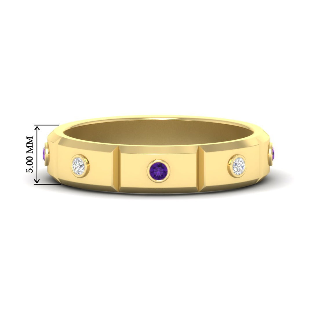 bezel-set-mens-diamond-band-with-purple-topaz-in-yellow-gold-fdm123879gvito-nl-yg-hw