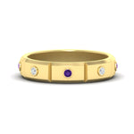 Load image into Gallery viewer, bezel-set-mens-diamond-band-with-purple-topaz-in-yellow-gold-fdm123879gvito-nl-yg
