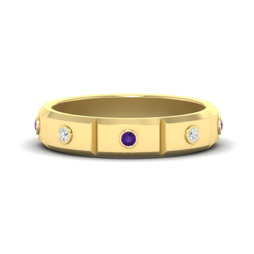 bezel-set-mens-diamond-band-with-purple-topaz-in-yellow-gold-fdm123879gvito-nl-yg