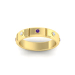 Load image into Gallery viewer, bezel-set-mens-diamond-band-with-purple-topaz-in-yellow-gold-fdm123879gvitoangle5-nl-yg
