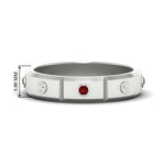 Load image into Gallery viewer, bezel-set-mens-diamond-band-with-ruby-in-white-gold-fdm123879grudr-nl-wg-hw
