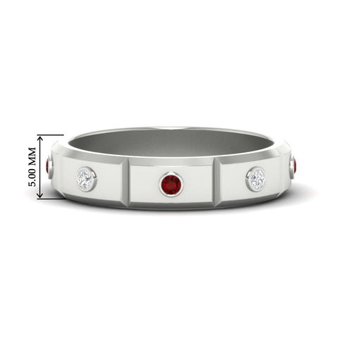 bezel-set-mens-diamond-band-with-ruby-in-white-gold-fdm123879grudr-nl-wg-hw