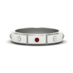 Load image into Gallery viewer, bezel-set-mens-diamond-band-with-ruby-in-white-gold-fdm123879grudr-nl-wg
