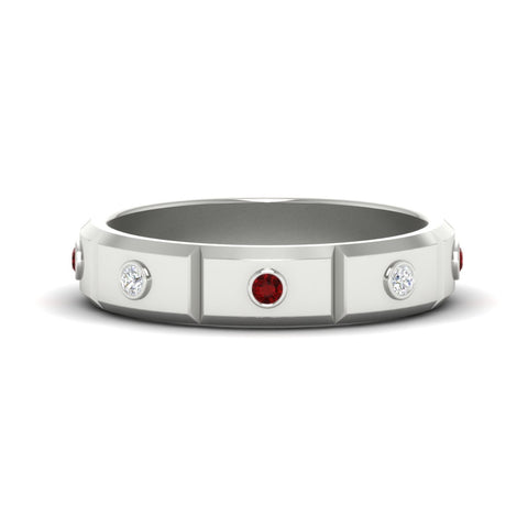bezel-set-mens-diamond-band-with-ruby-in-white-gold-fdm123879grudr-nl-wg
