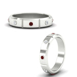 Load image into Gallery viewer, bezel-set-mens-diamond-band-with-ruby-in-white-gold-fdm123879grudrangle3-nl-wg
