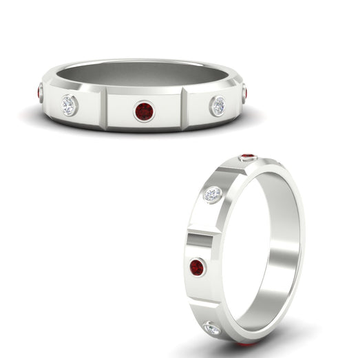 bezel-set-mens-diamond-band-with-ruby-in-white-gold-fdm123879grudrangle3-nl-wg