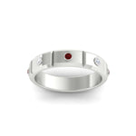 Load image into Gallery viewer, bezel-set-mens-diamond-band-with-ruby-in-white-gold-fdm123879grudrangle5-nl-wg
