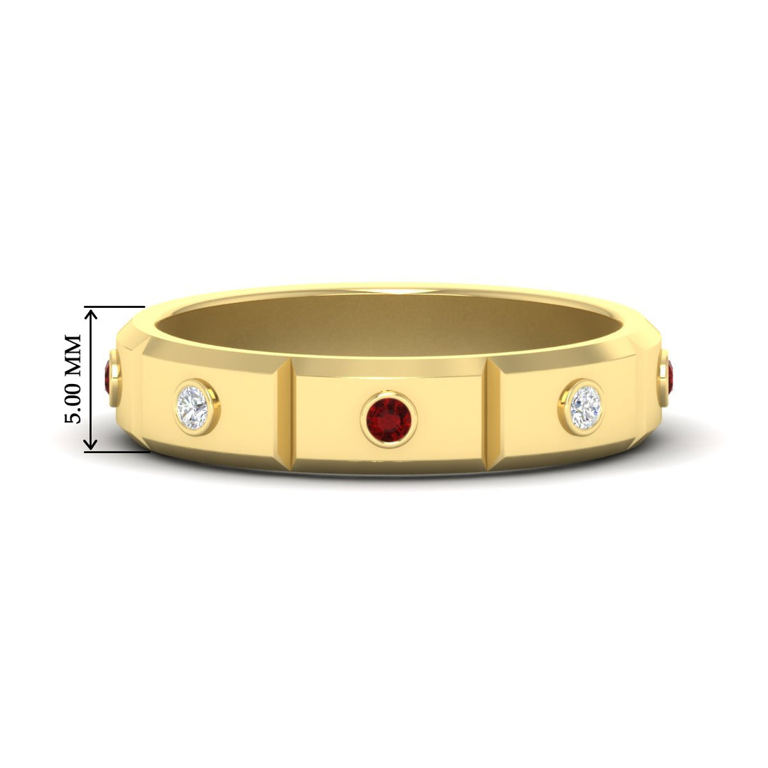 bezel-set-mens-diamond-band-with-ruby-in-yellow-gold-fdm123879grudr-nl-yg-hw