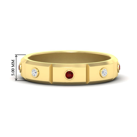 bezel-set-mens-diamond-band-with-ruby-in-yellow-gold-fdm123879grudr-nl-yg-hw