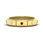 Load image into Gallery viewer, bezel-set-mens-diamond-band-with-ruby-in-yellow-gold-fdm123879grudr-nl-yg
