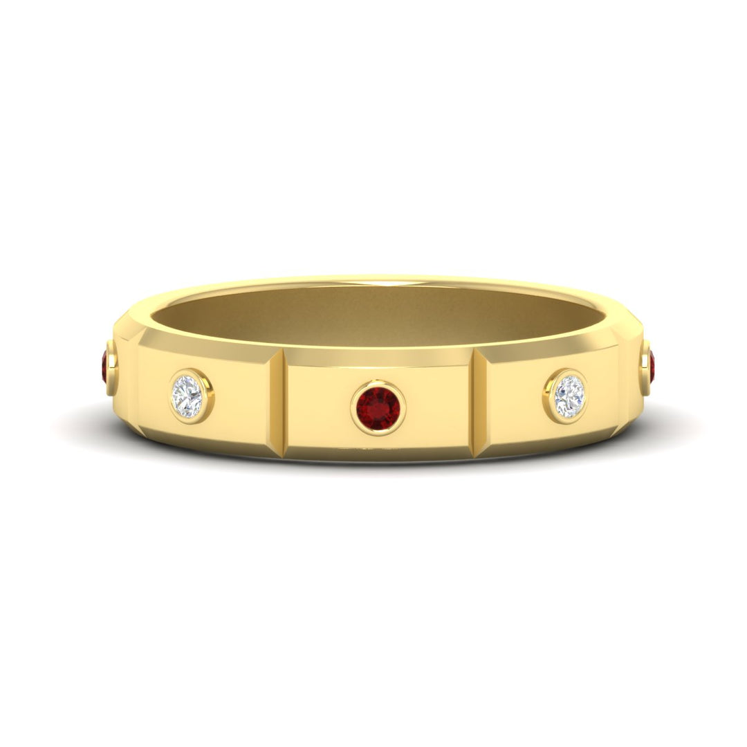 bezel-set-mens-diamond-band-with-ruby-in-yellow-gold-fdm123879grudr-nl-yg