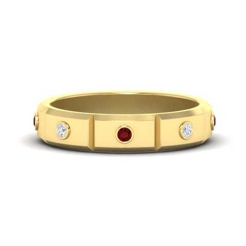 bezel-set-mens-diamond-band-with-ruby-in-yellow-gold-fdm123879grudr-nl-yg