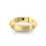 Load image into Gallery viewer, bezel-set-mens-diamond-band-with-ruby-in-yellow-gold-fdm123879grudrangle5-nl-yg
