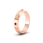 Load image into Gallery viewer, bezel-set-mens-diamond-band-with-sapphire-in-rose-gold-fdm123879gsablangle2-nl-rg
